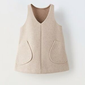 Zara kids girls pinafore dress wool blends taupe brown